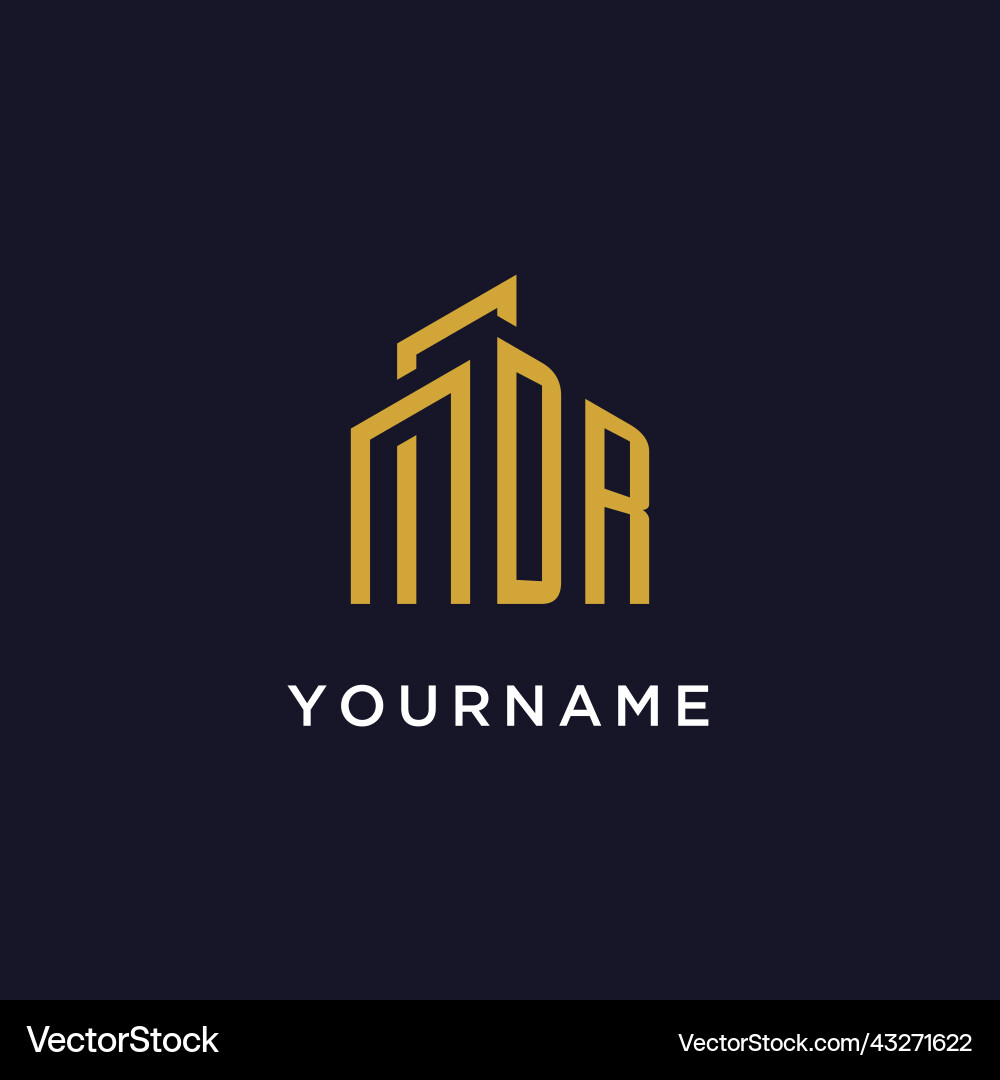 Dr initial monogram with building logo design Dr initial monogram with building logo design Vector Image