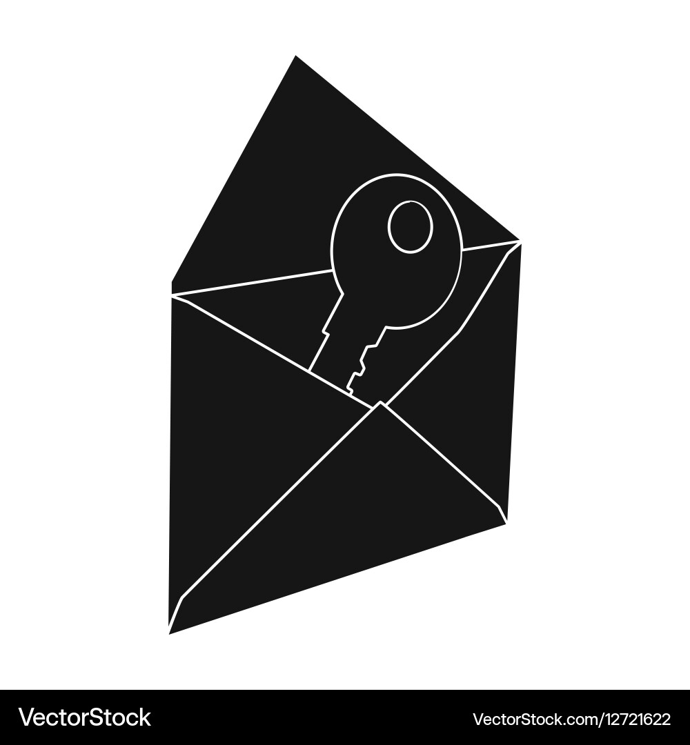 E-mail with key password icon in black style Vector Image