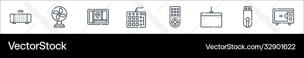 Electronics line icons linear set quality Electronics line icons linear set quality vector image