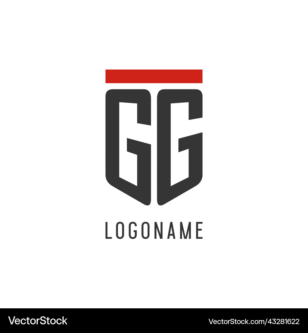 Gg initial esport logo with simple shield design Vector Image