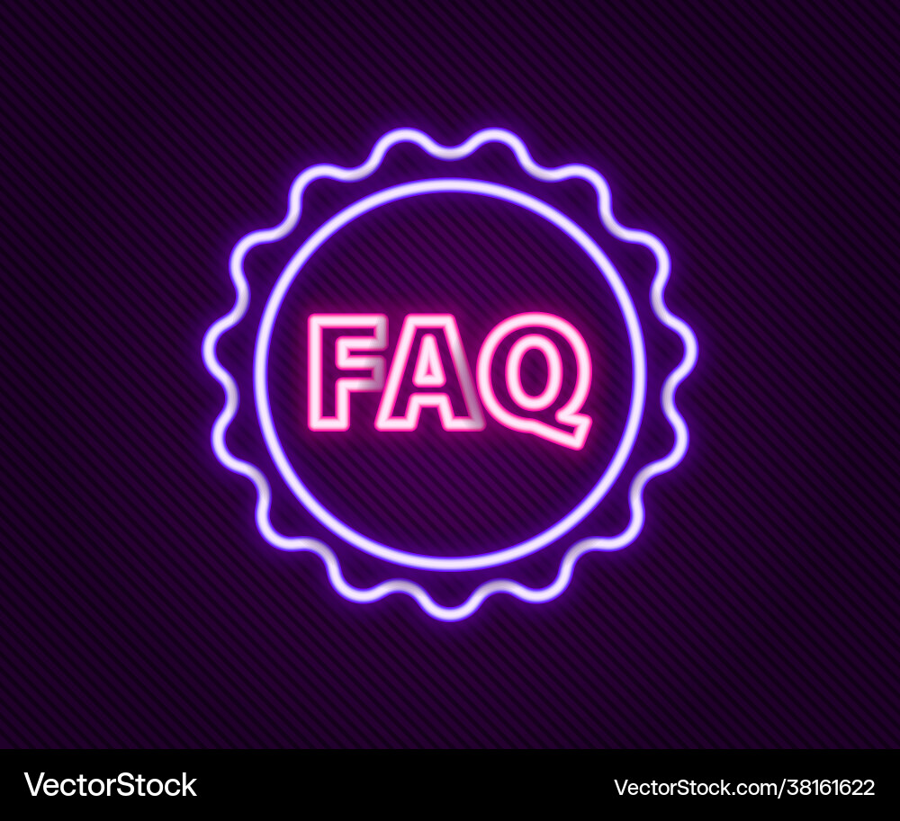 Glowing neon line label with text faq information Glowing neon line label with text faq information vector image