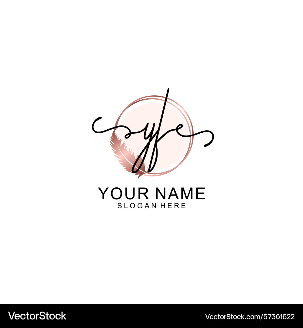 Handwritten yf initial logo with circle Vector Image