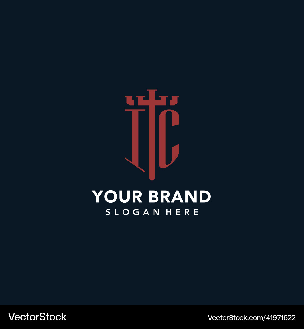 Ic initial monogram logos with sword and shield Vector Image