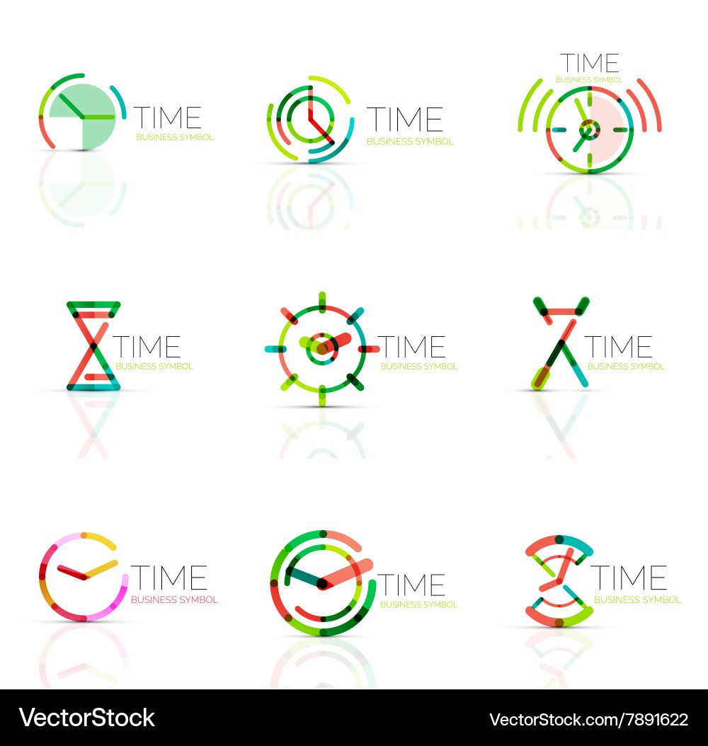 Linear time abstract logo set connected vector image