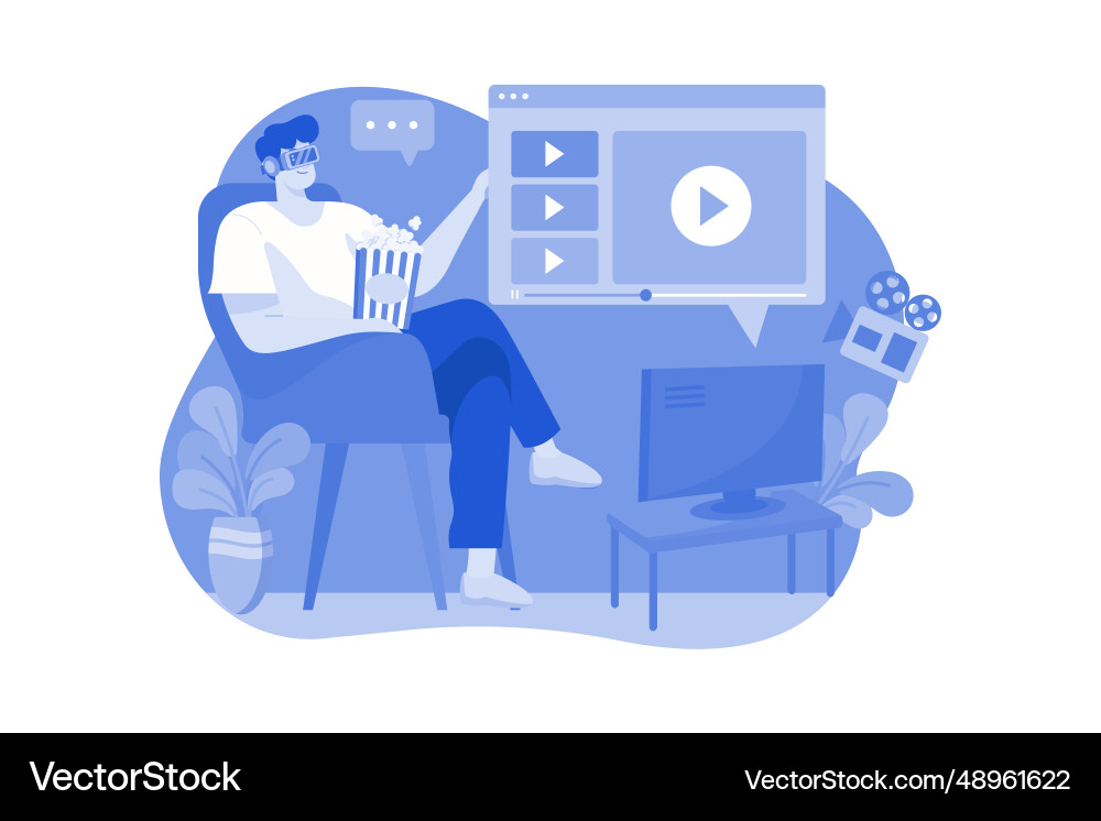 Man watching video using vr tech Vector Image