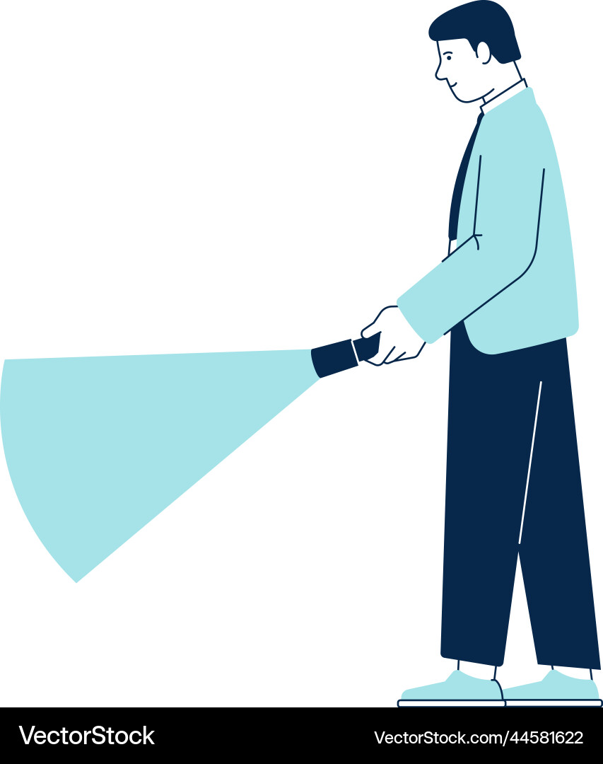 Man with flashlight work ideas searching icon Vector Image