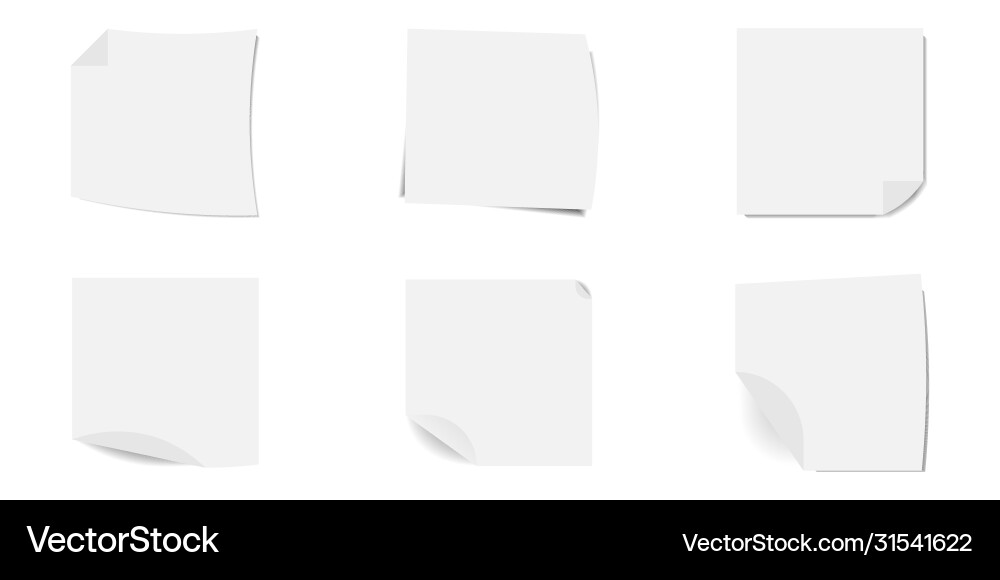 Set icons with paper notes on transparent Set icons with paper notes on transparent vector image