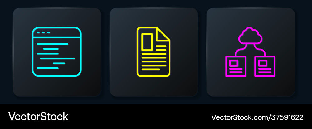 Set line software cloud technology data transfer Vector Image