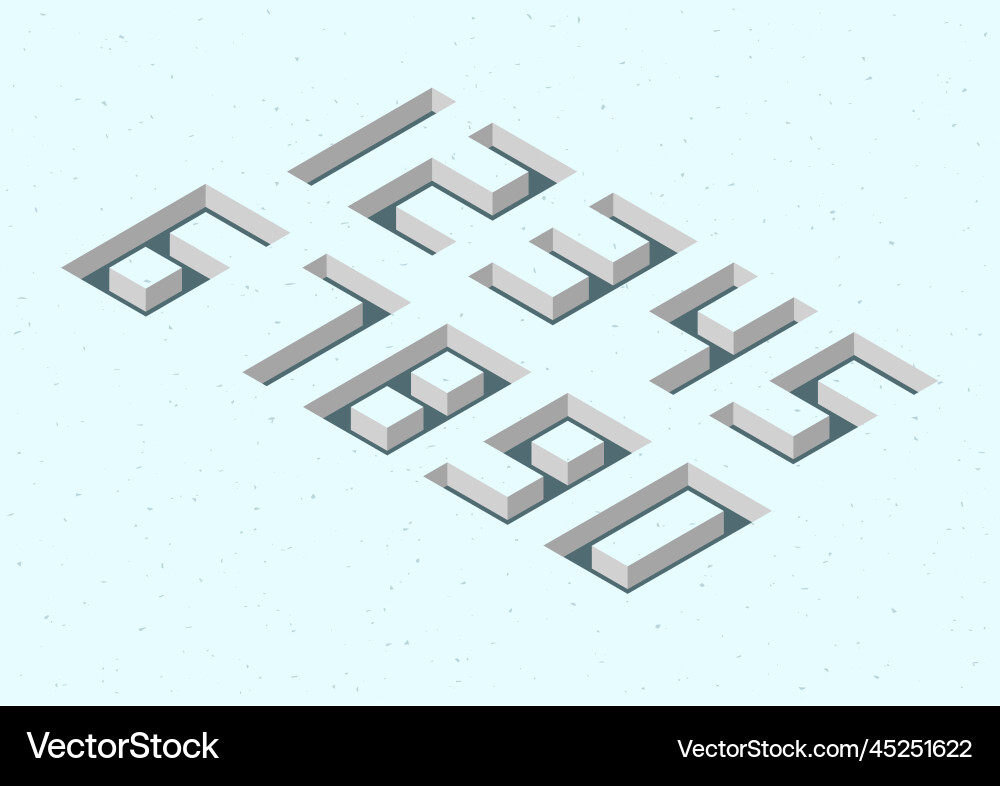 Set of numbers with 3d isometric effect Vector Image