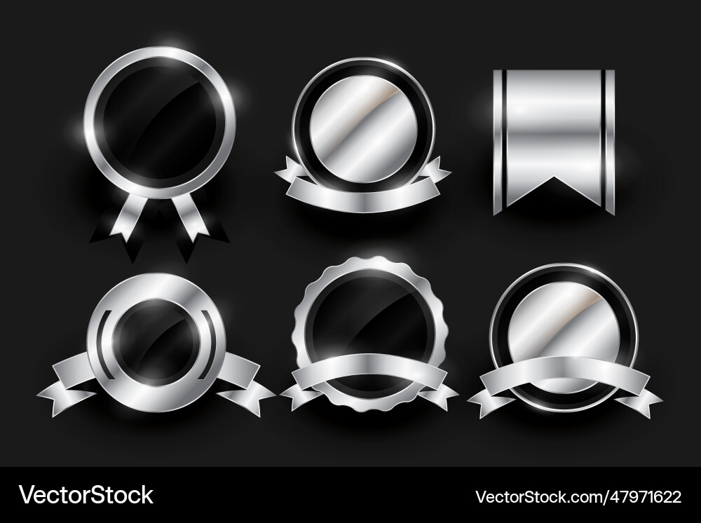 Set of six shiny and empty badge emblem element Set of six shiny and empty badge emblem element vector image
