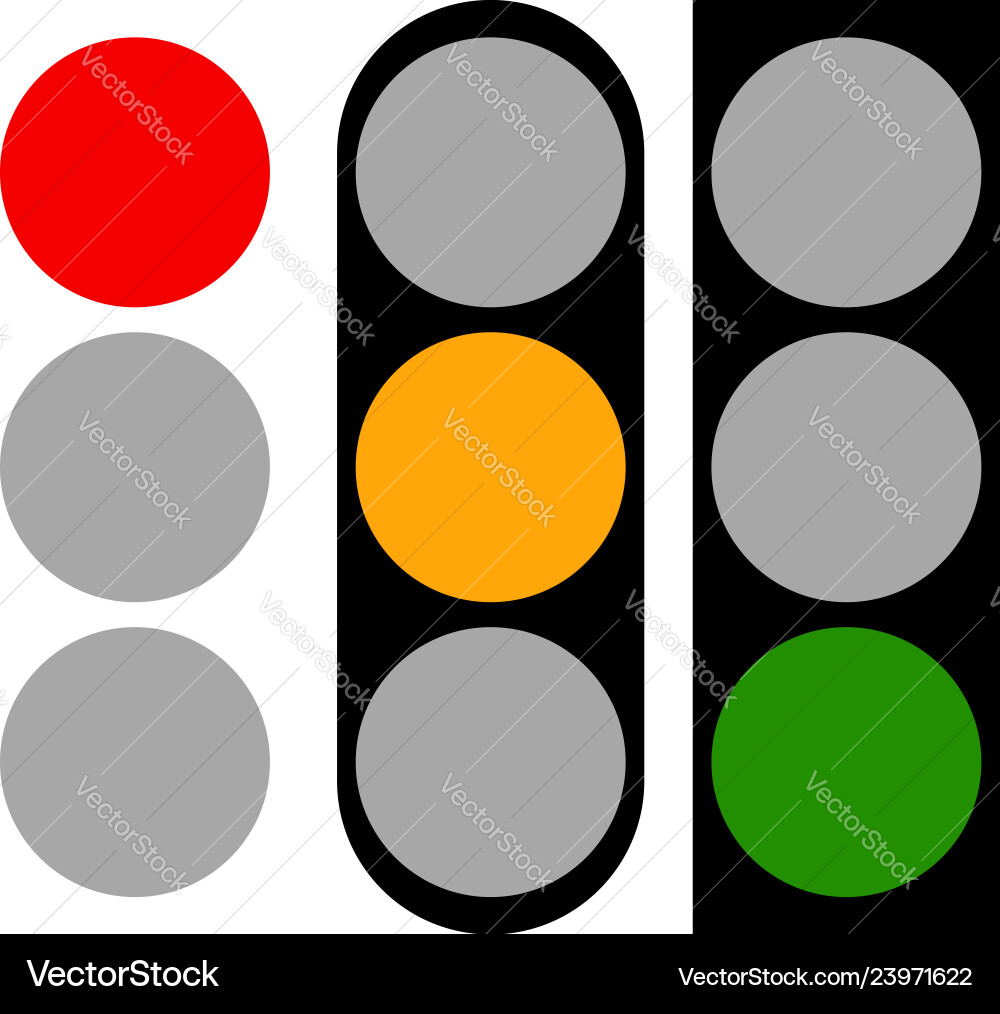 Set of traffic light lamp semaphore vector image
