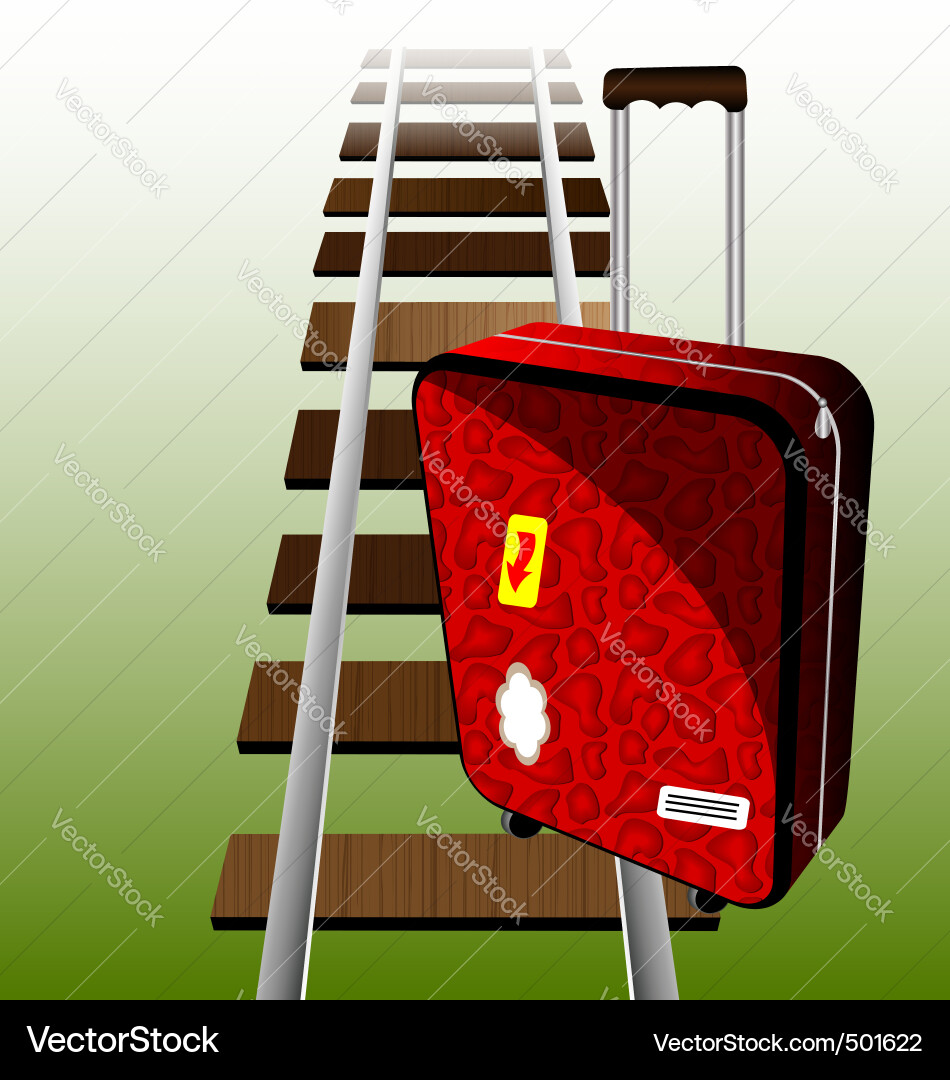 Suitcase on the rails vector image