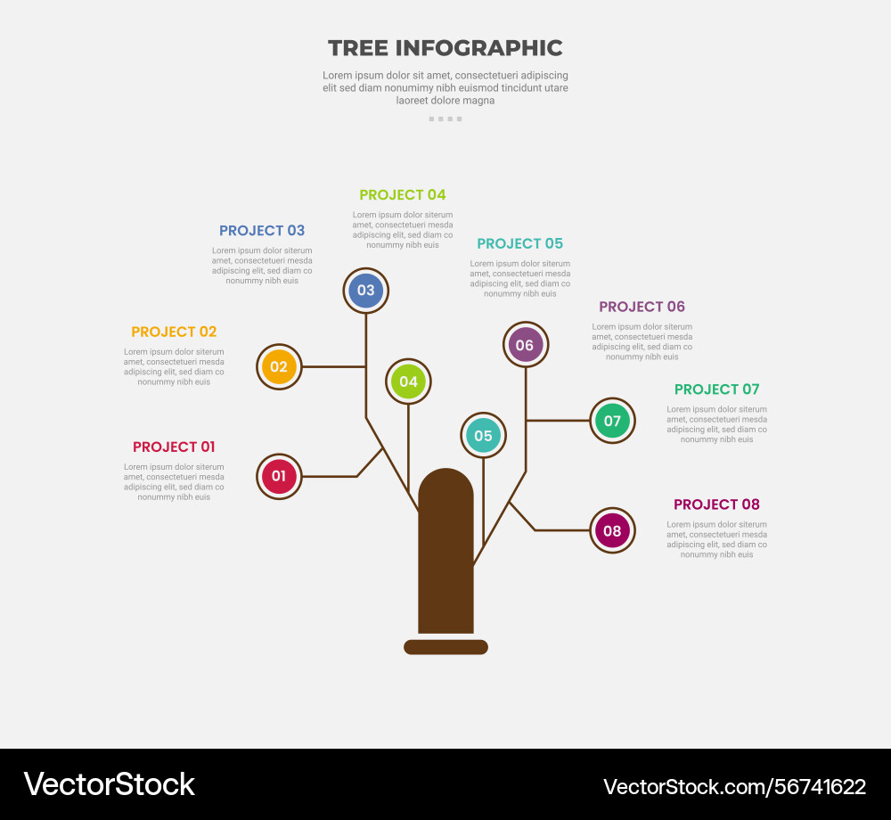 Tree shape visualization infographic outline Tree shape visualization infographic outline vector image