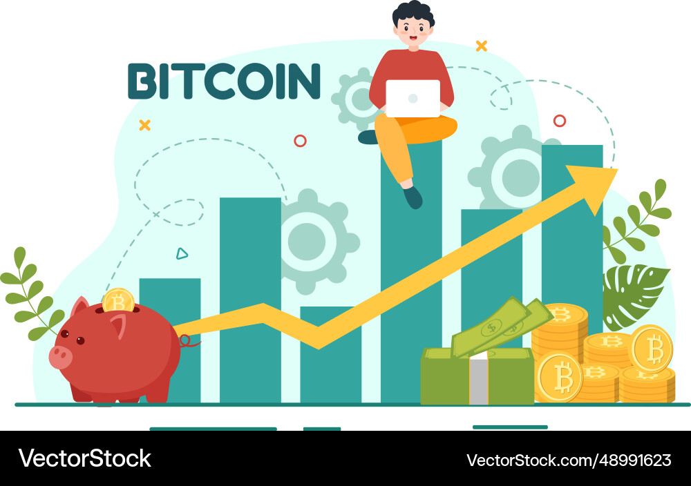 Bitcoin with cryptocurrency coins of blockchain Vector Image