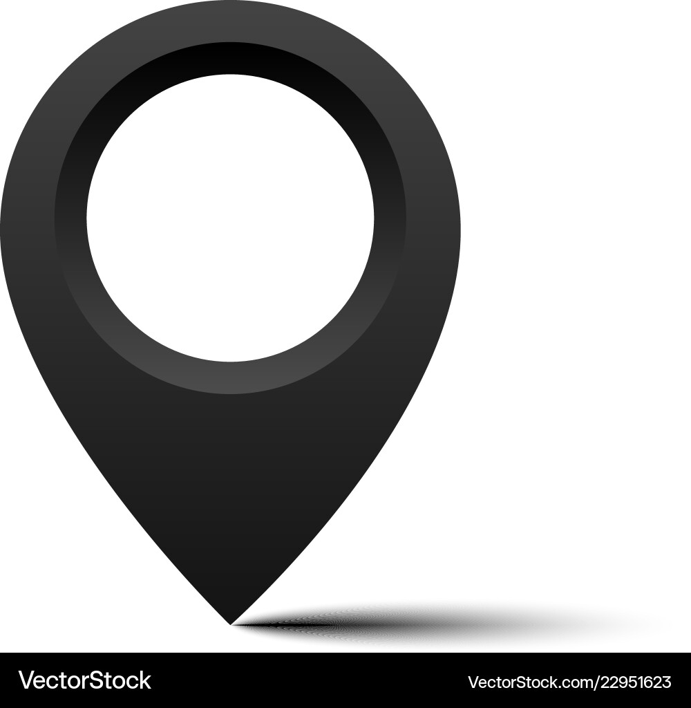 Black pin map realistic pointer with shadow vector image