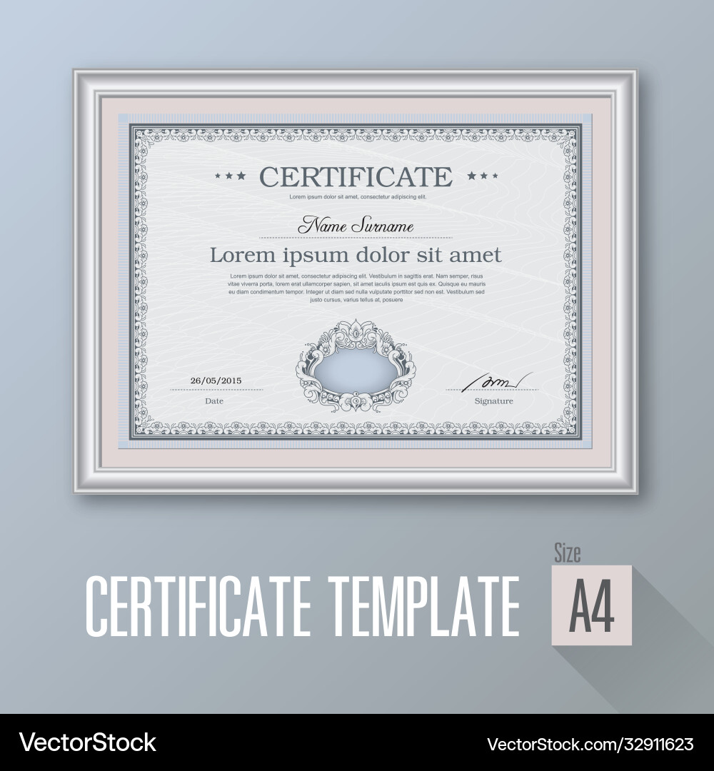 Blue Certificate Template Royalty Free Vector Image