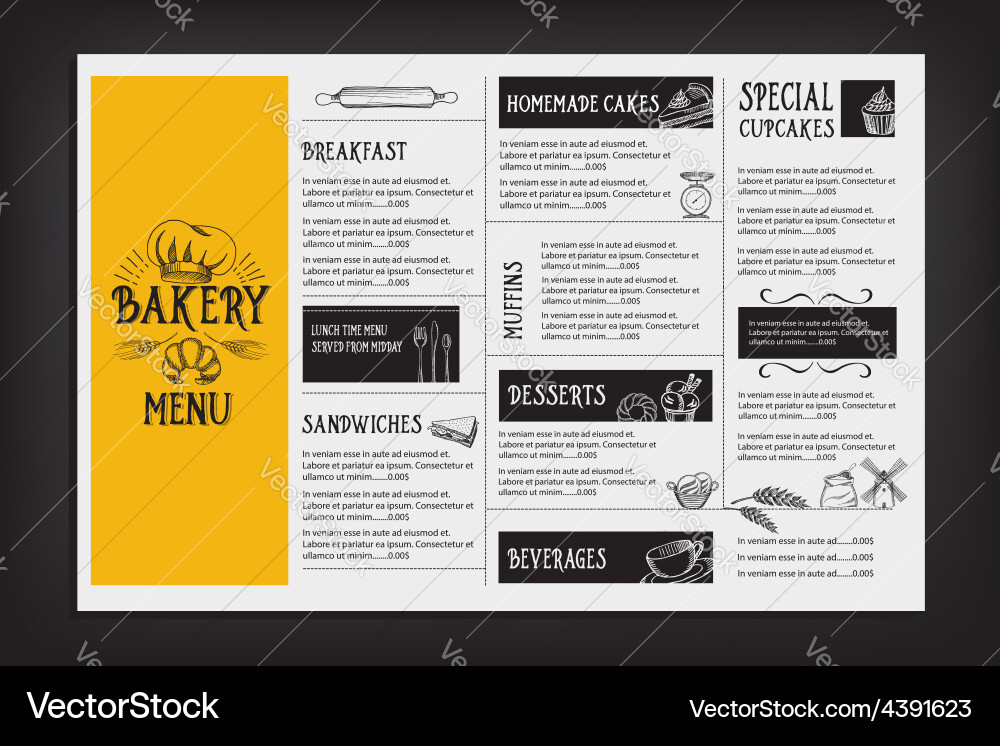 Cafe Menu Template - Chalkboard Style Vector Image