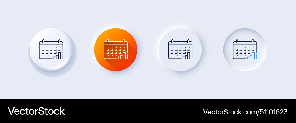 Calendar graph line icon column chart sign Calendar graph line icon column chart sign Vector Image