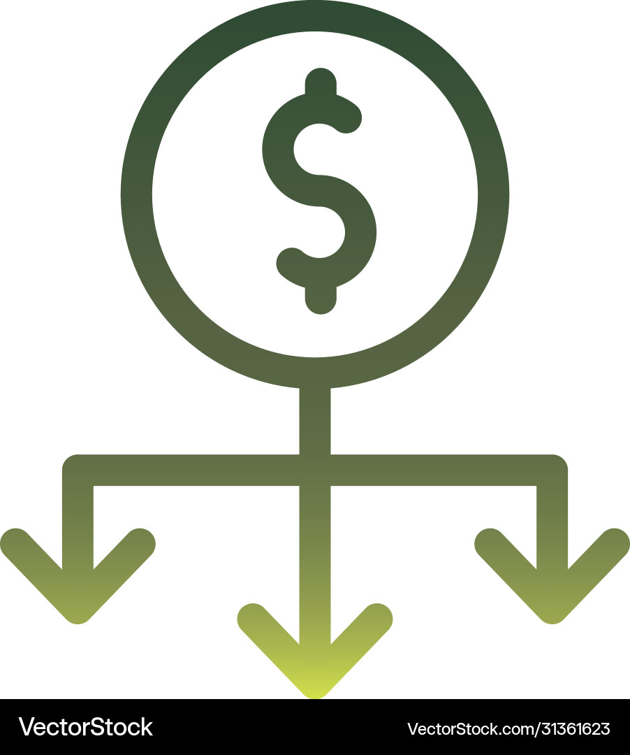 Coin with down arrows gradient style icon Coin with down arrows gradient style icon vector image