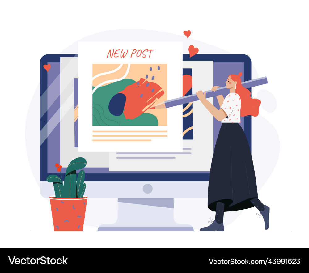 Content Creator on Computer Vector Image