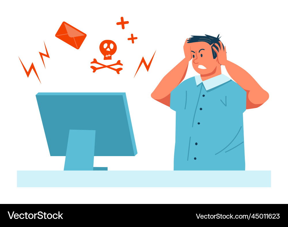 Cyberattack on Computer System vector image
