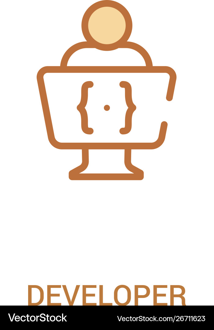 Developer concept 2 colored icon simple line Developer concept 2 colored icon simple line vector image