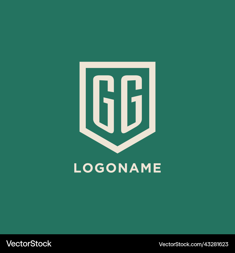 Gg initial logo monogram shield geometric shape Vector Image