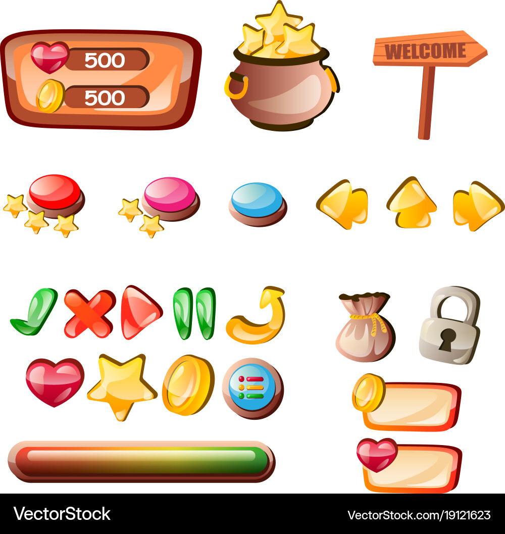 Glass Buttons for Mobile UI vector image