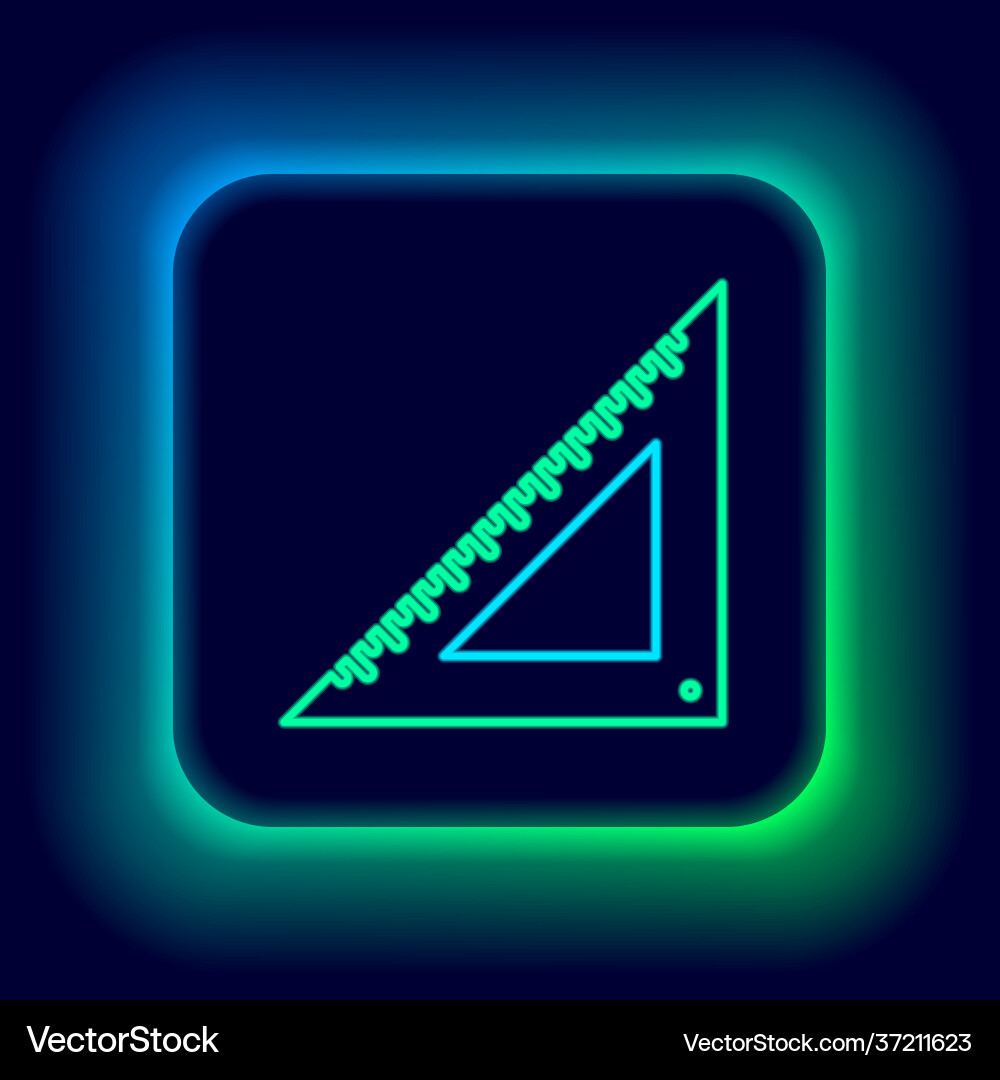 Glowing neon line triangular ruler icon isolated Glowing neon line triangular ruler icon isolated vector image