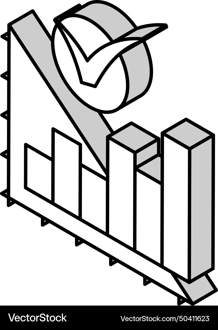 Graph check mark isometric icon vector image