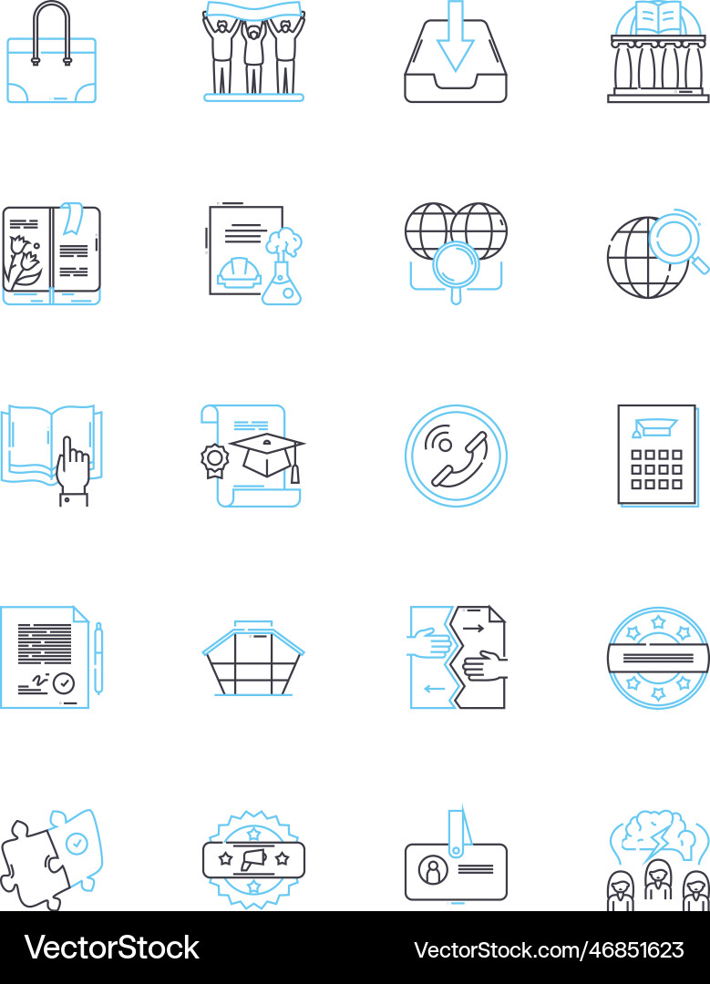 Internet university linear icons set e-learning vector image