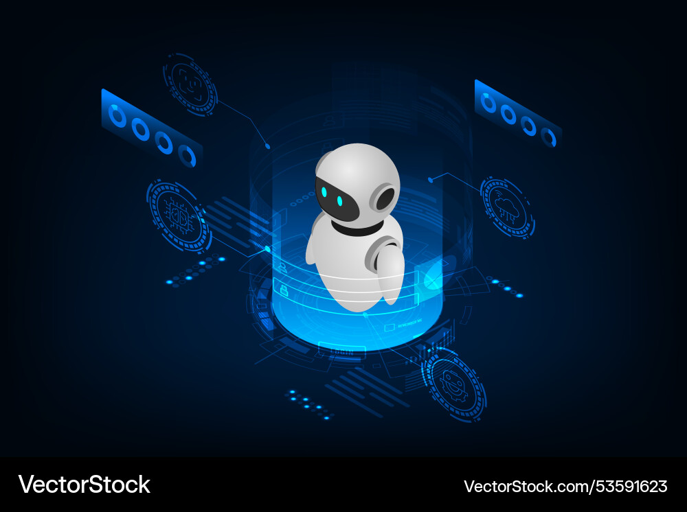 Isometric robot bot interface artificial Isometric robot bot interface artificial Vector Image
