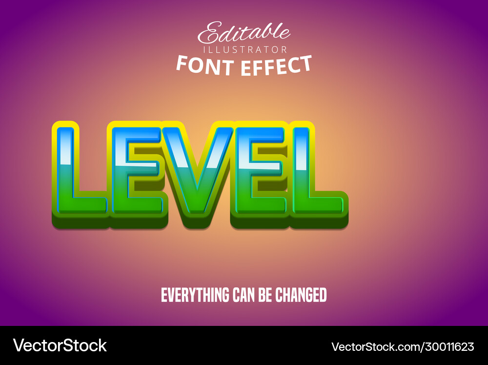 Level text editable font effect vector image