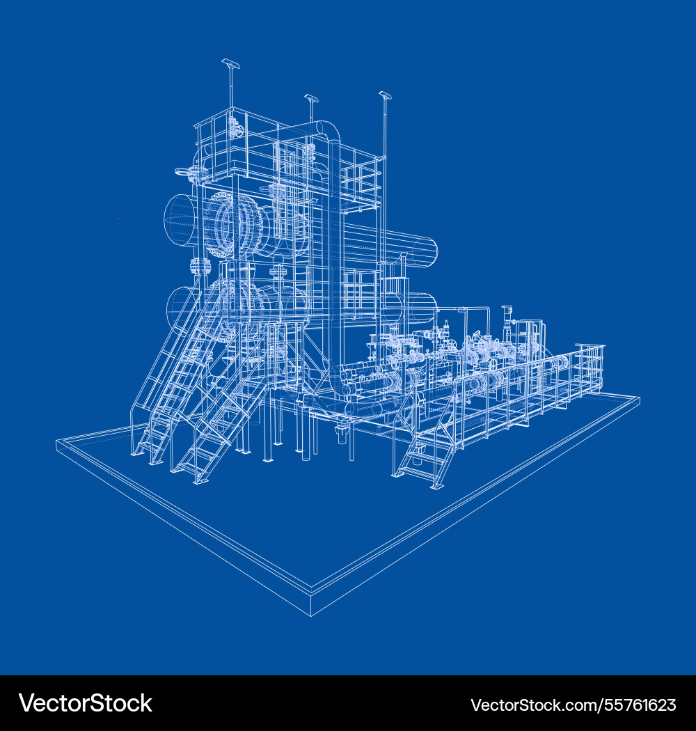 Petroleum heater exchanger rendering of 3d Petroleum heater exchanger rendering of 3d vector image