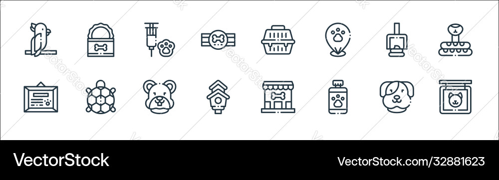 Pets line icons linear set quality Pets line icons linear set quality vector image