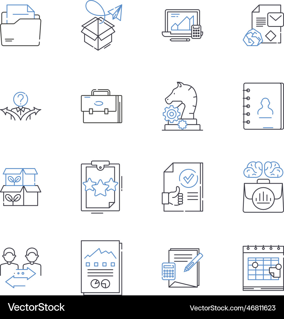 Report processing line icons collection Report processing line icons collection Vector Image