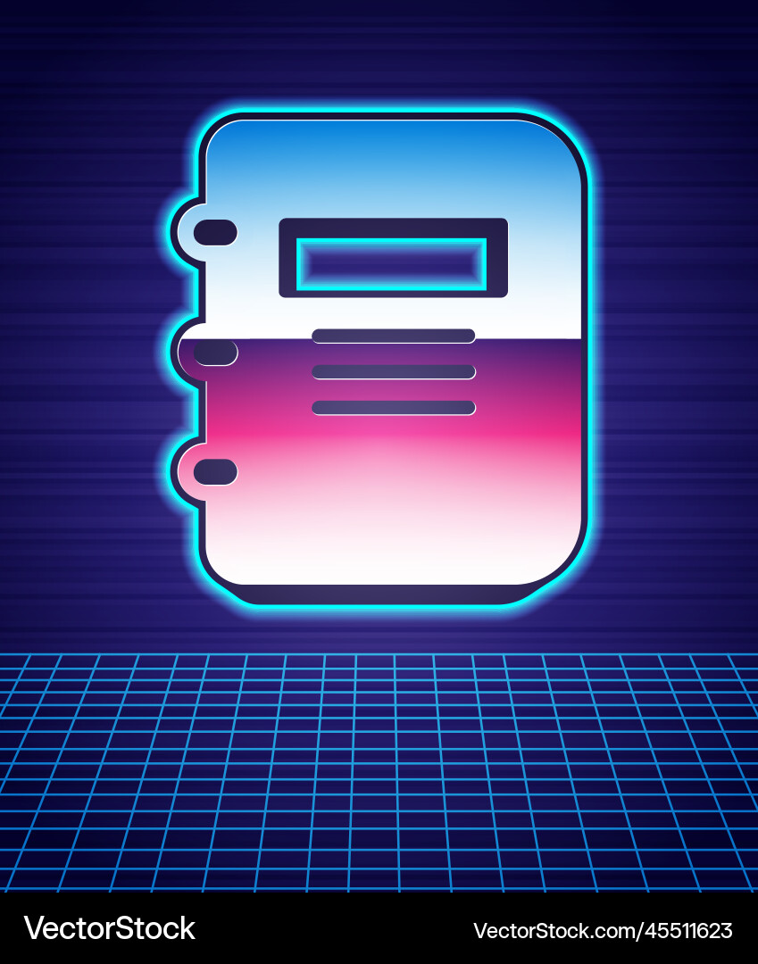 Retro style notebook icon isolated futuristic Retro style notebook icon isolated futuristic Vector Image