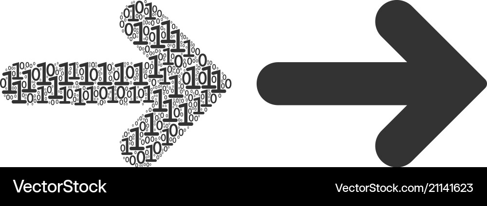Right arrow composition of binary digits vector image