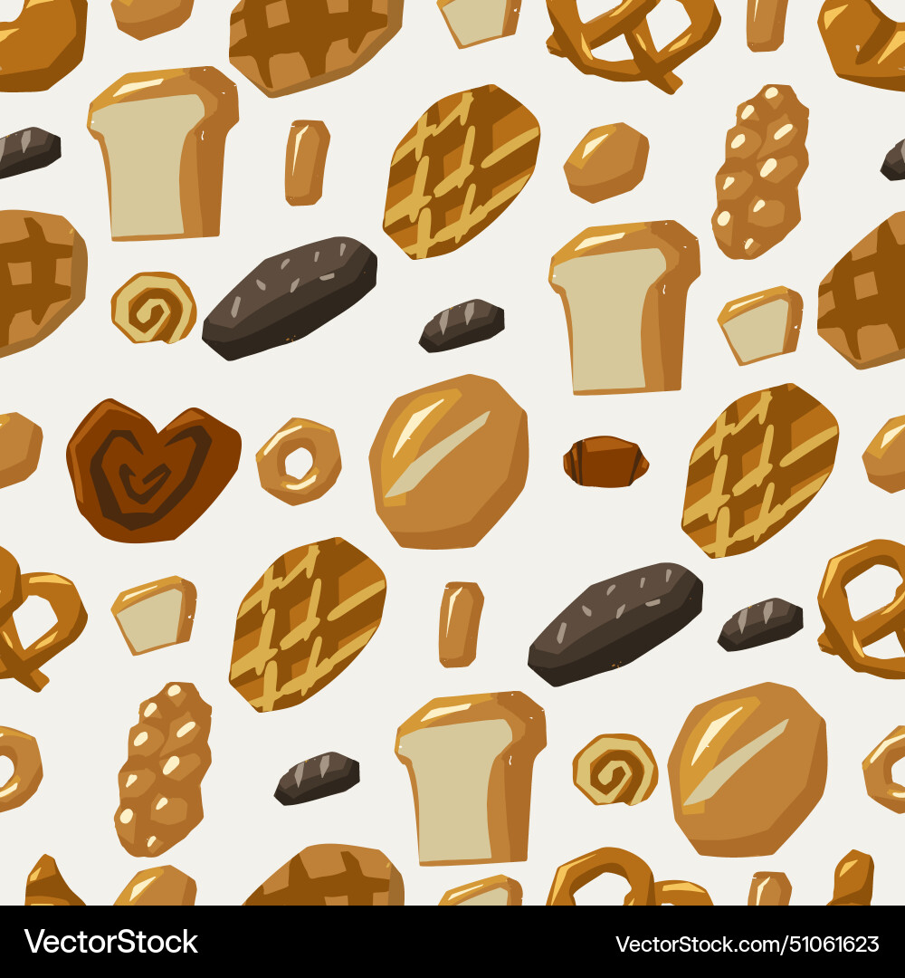 Seamless pattern of various bread types waffles vector image