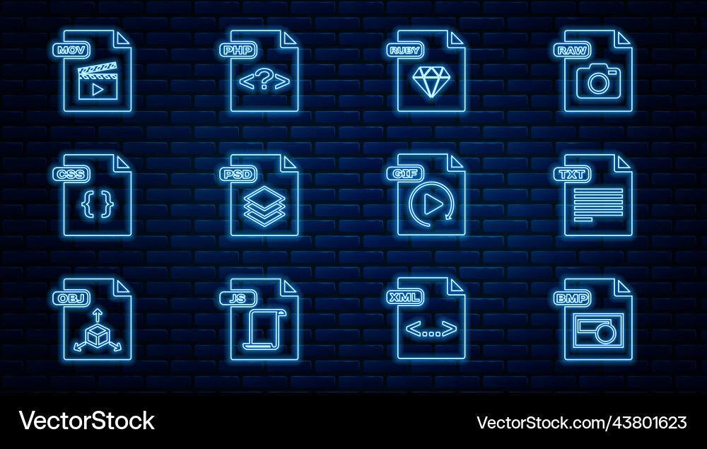 Set line bmp file document txt ruby psd css Set line bmp file document txt ruby psd css vector image