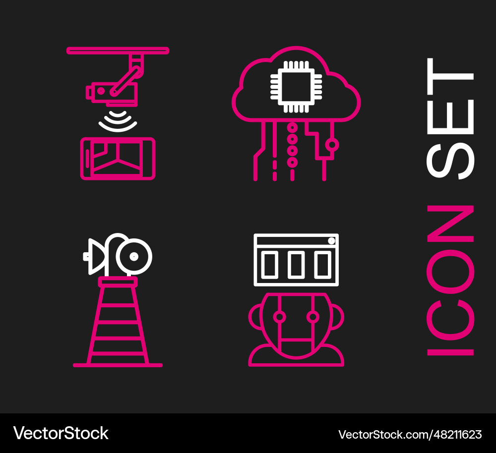 Set line robot antenna internet of things Set line robot antenna internet of things Vector Image