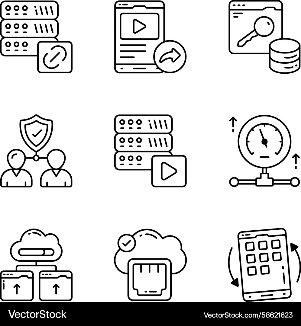 Set of networking linear icons Vector Image