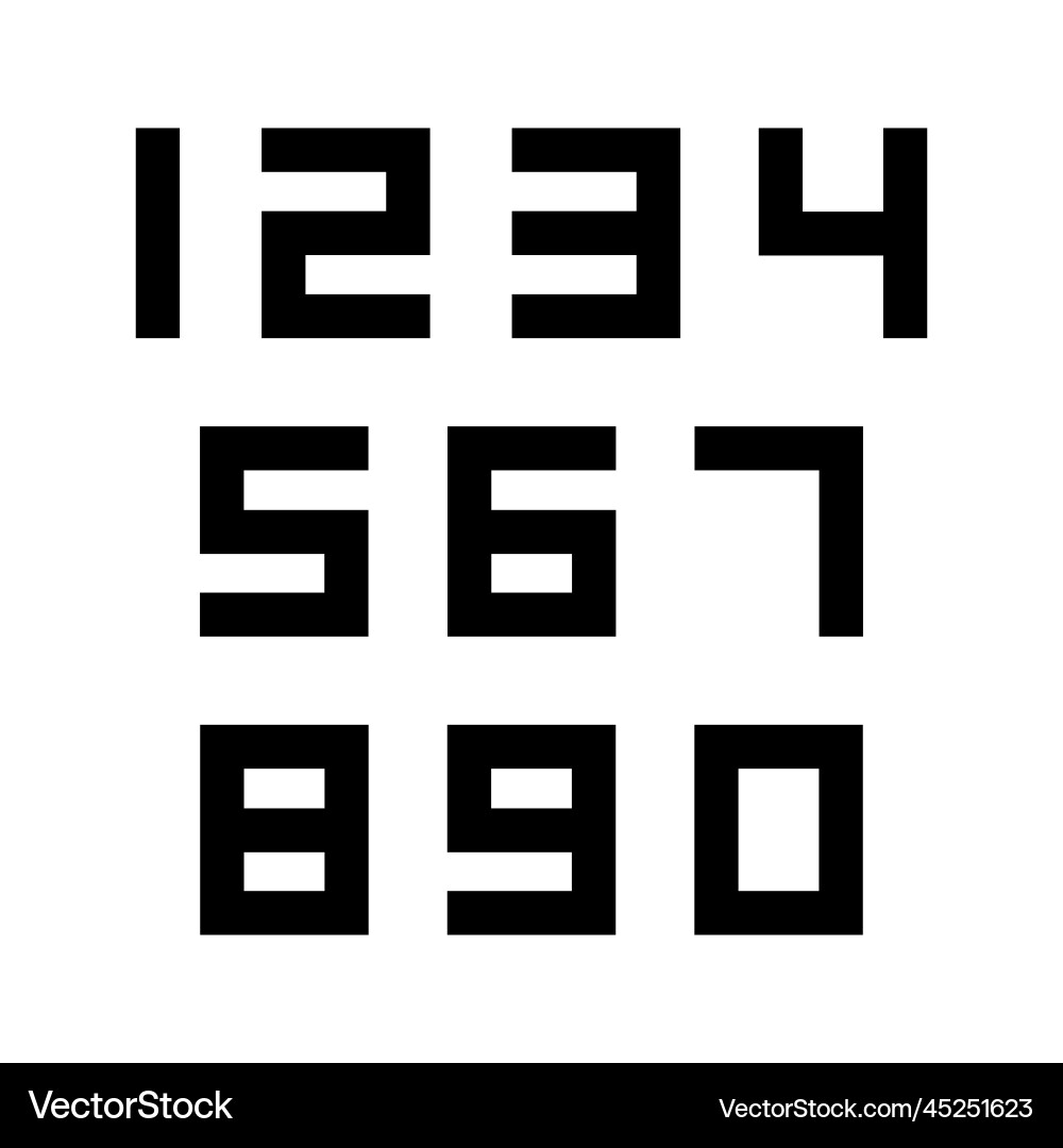 Set of numbers with black typography design Vector Image