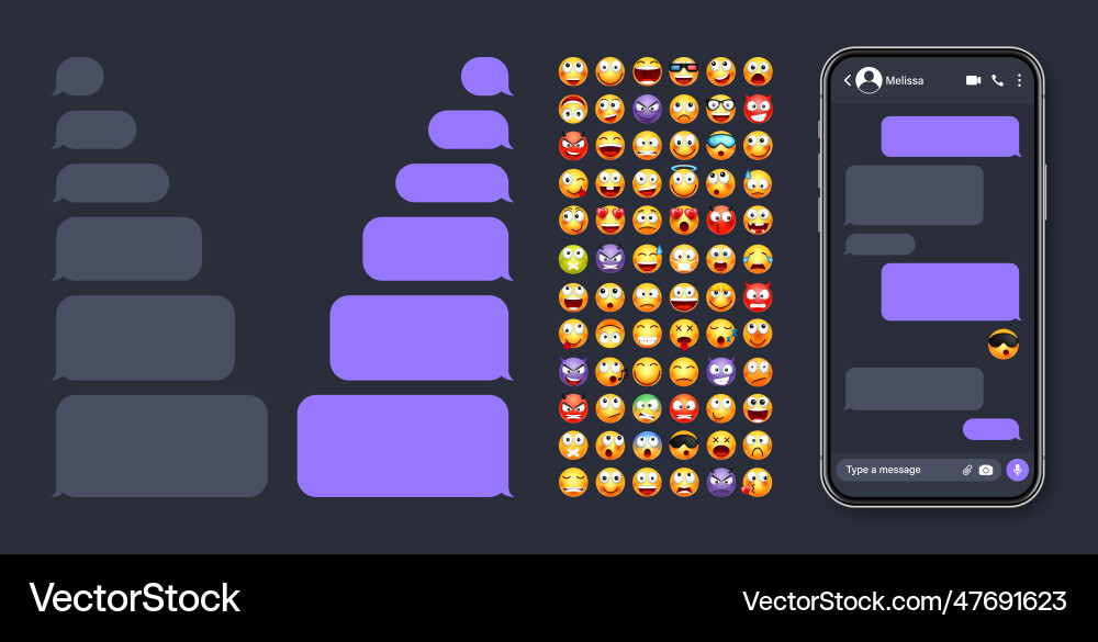 Smartphone messaging app user interface Smartphone messaging app user interface vector image