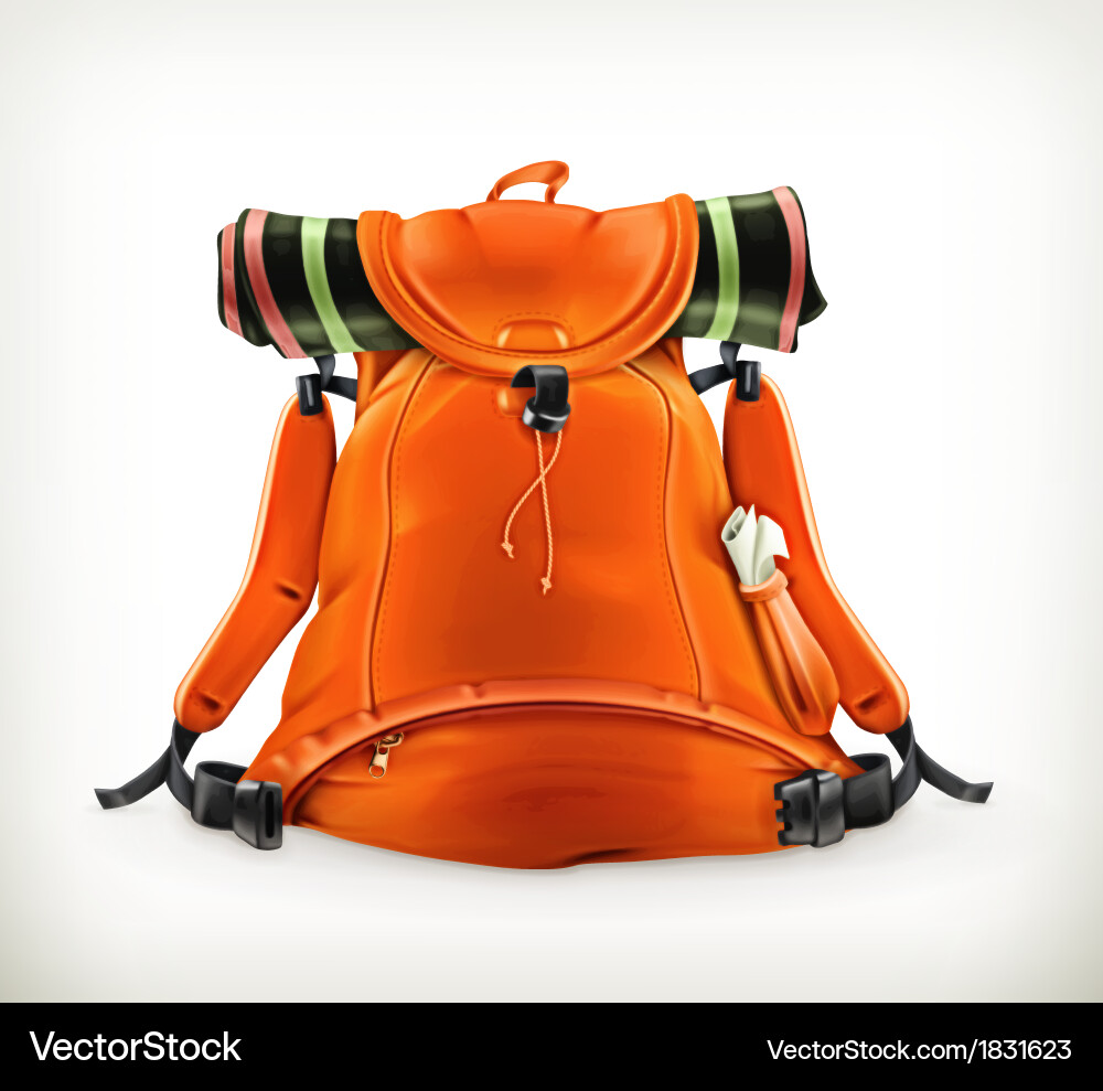 Travel backpack orange Royalty Free Vector Image