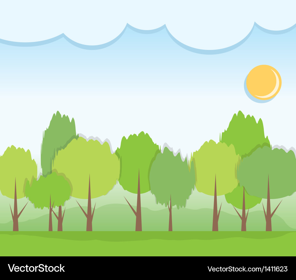 Trees and clouds Vector Image
