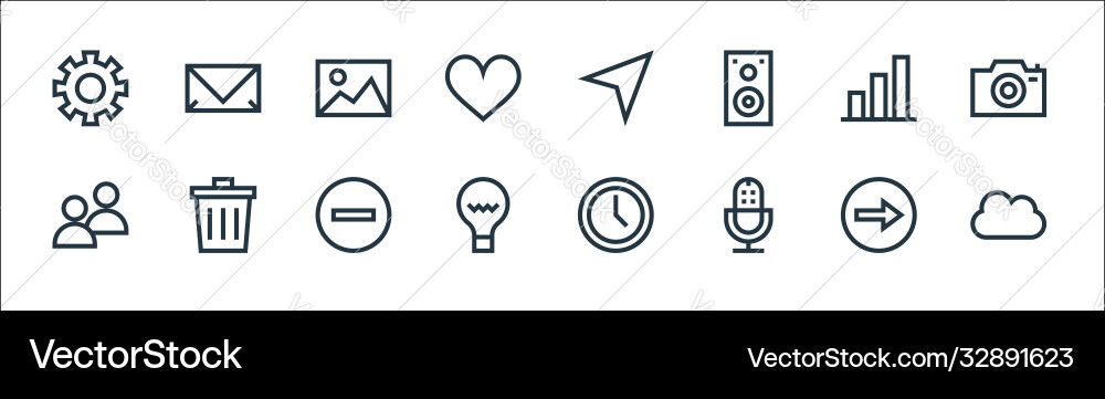 Web essentials line icons linear set quality Vector Image