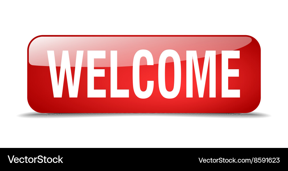 Welcome red square 3d realistic isolated web Vector Image