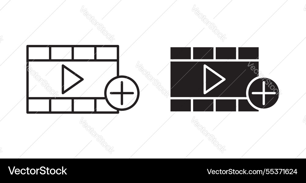 Add video icon set in thin line for web Add video icon set in thin line for web vector image