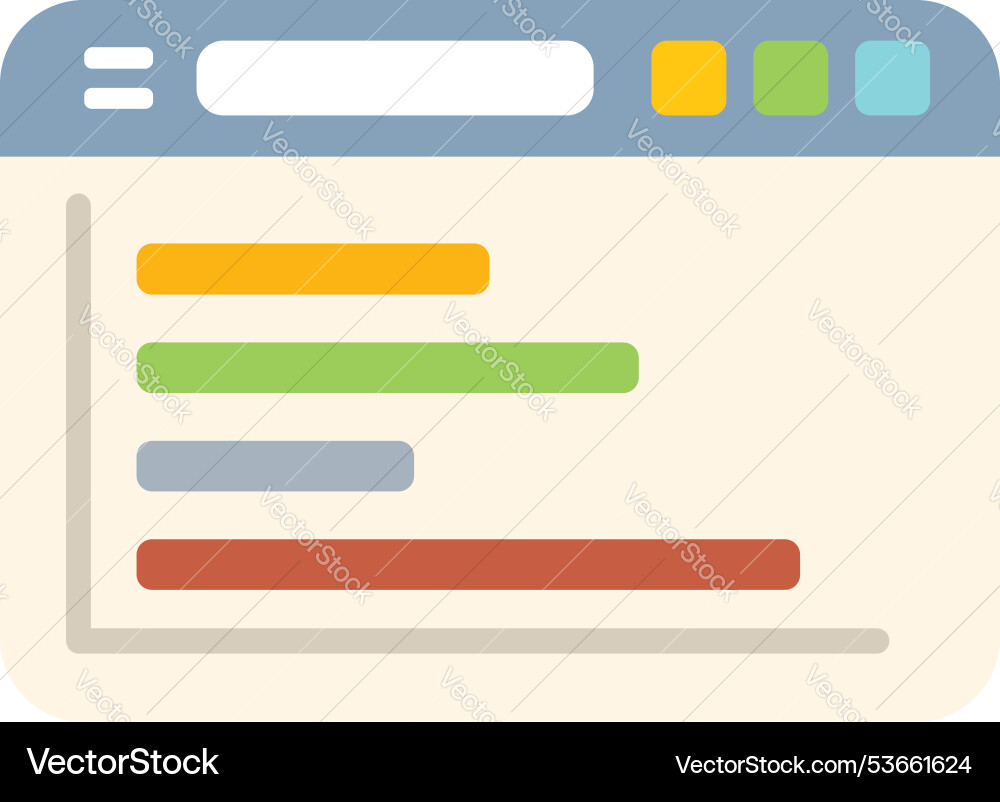 Browser window displaying a website with search Vector Image